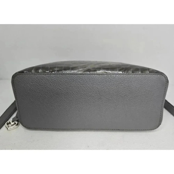 Brighton Sharona Dove Gray Handled Satchel Crossbody Purse Croc Embossed - Picture 8 of 16